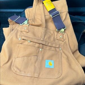 NWT CARHARTT Men’s Duck Bib Overalls Relaxed Fit 38x32 Double Knee